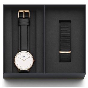 Daniel Wellington Classic Sheffield Rose Gold 40mm & Classic Cornwall Nato Strap DW00500002