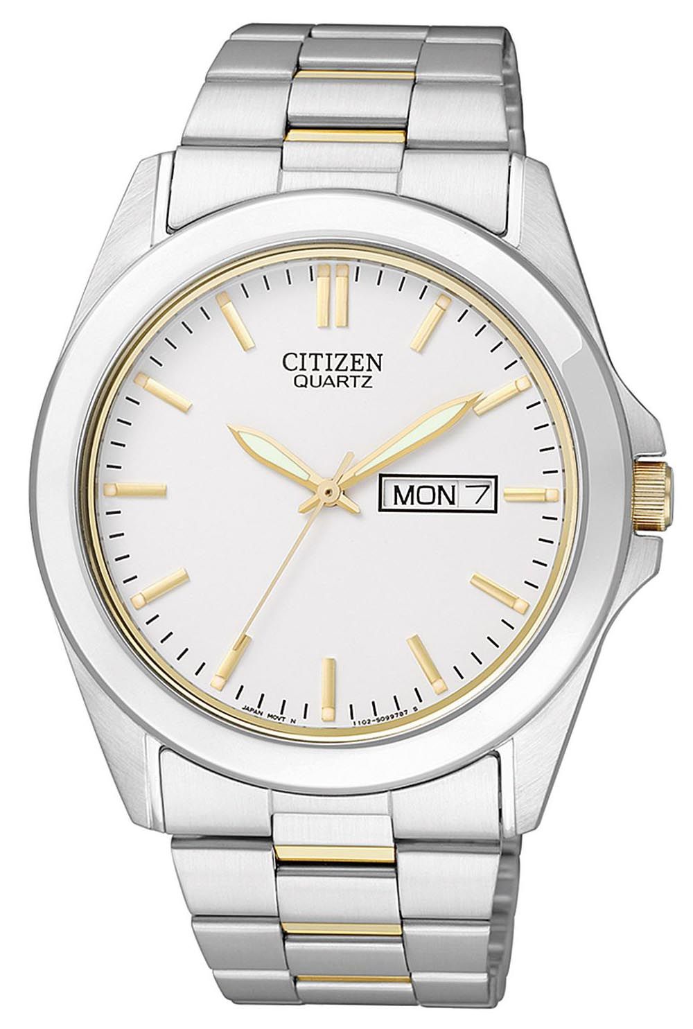Citizen Mens Quartz Steel Gold White BF0584 56A RIP